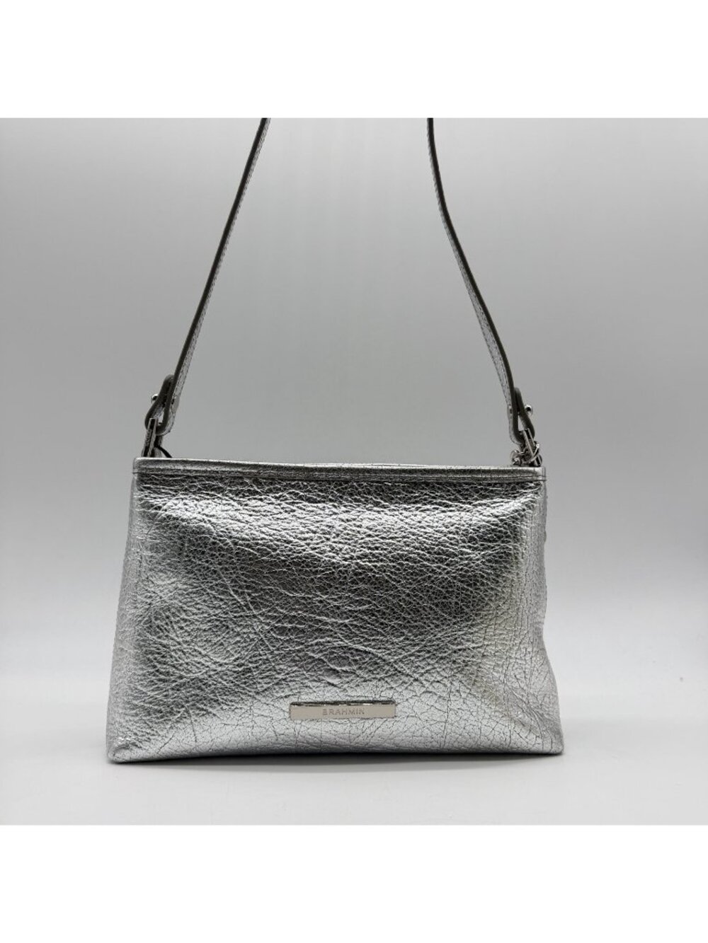 BRAHMIN Lorelei metallic leather small shoulder bag + Dust bag -Silver Duchess